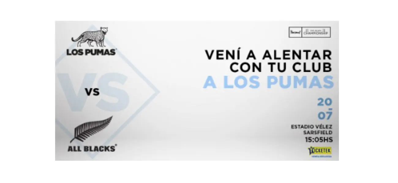 VENTA DE ENTRADAS A CLUBES DE ARGENTINA PARA LOS PUMAS - ALL BLACKS