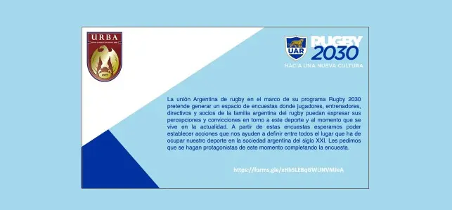 Encuesta del PROGRAMA UAR “RUGBY 2030, hacia una nueva Cultura”